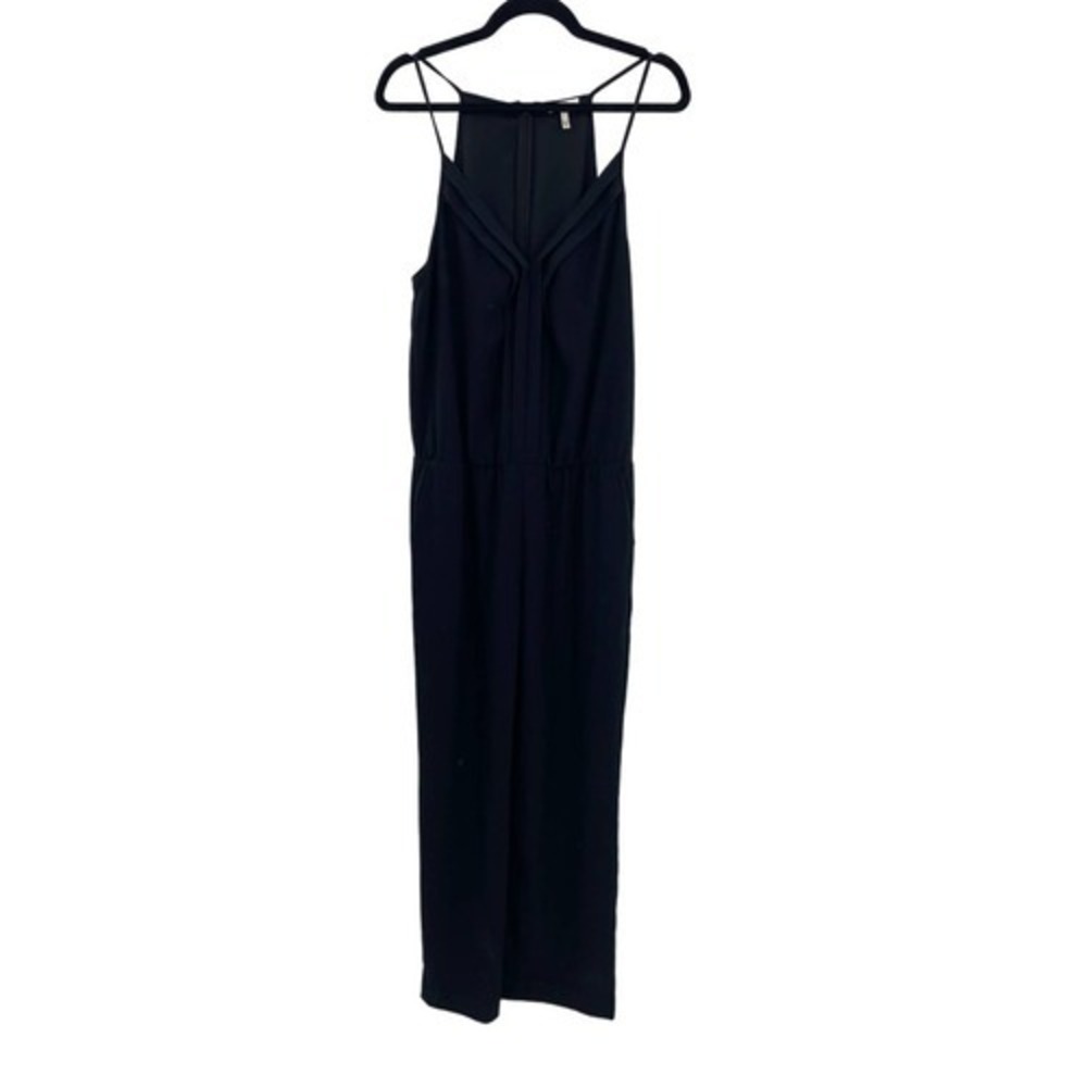 Joie Jumpsuit Womens Large Black Polyester Halter Straps Pockets Wide Leg - Picture 2 of 9